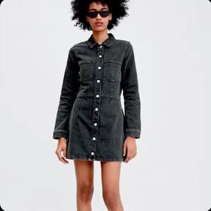 Zara Faded Black Denim Dress-Size M